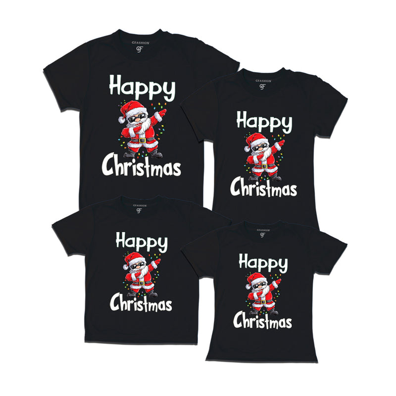 Dabbing Santa Happy christmas Family T-shirts in Black Color avilable @ gfashion.jpg