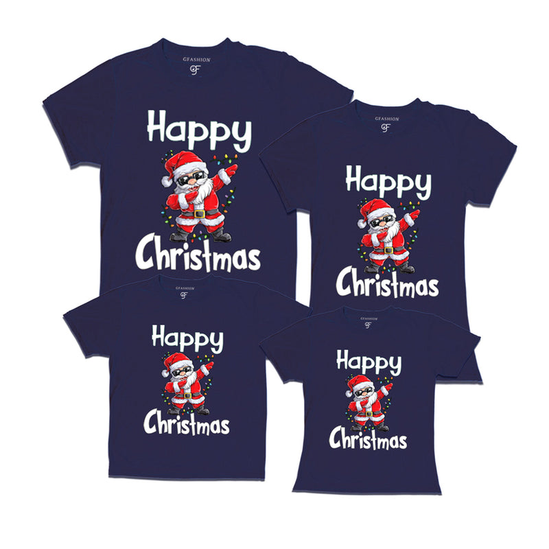 Dabbing Santa Happy christmas Family T-shirts in Navy Color avilable @ gfashion.jpg