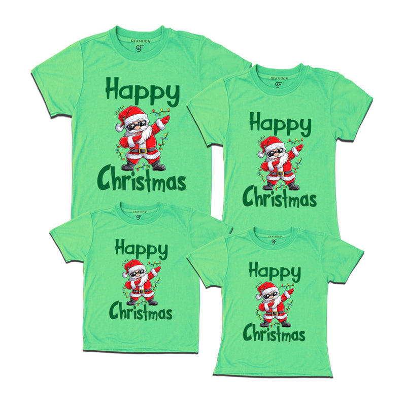 Dabbing Santa Happy christmas Family T-shirts in Pista Green Color avilable @ gfashion.jpg