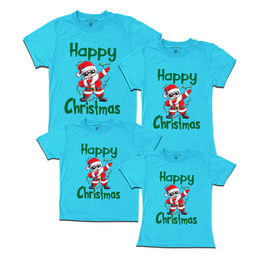 Dabbing Santa Happy christmas Family T-shirts in Sky Blue Color avilable @ gfashion.jpg