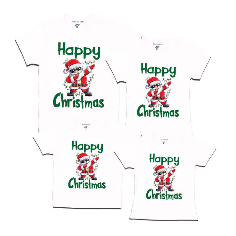 Dabbing Santa Happy christmas Family T-shirts in White Color avilable @ gfashion.jpg
