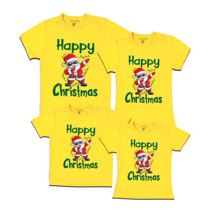 Dabbing Santa Happy christmas Family T-shirts in Yellow Color avilable @ gfashion.jpg