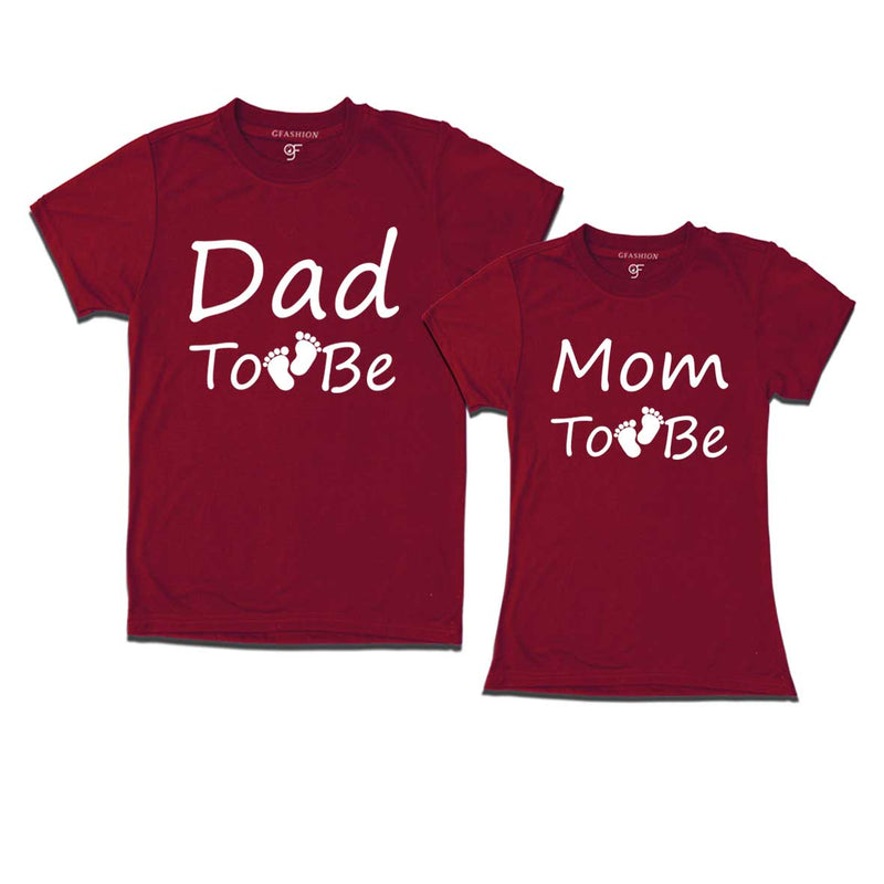 Dad To Be Mom To Be T-Shirts -Maroon-gfashion
