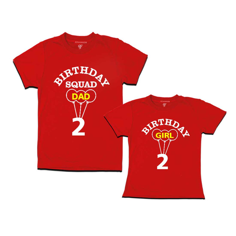 Squad Dad, Girl 2nd Birthday T-shirts-Red-gfashion