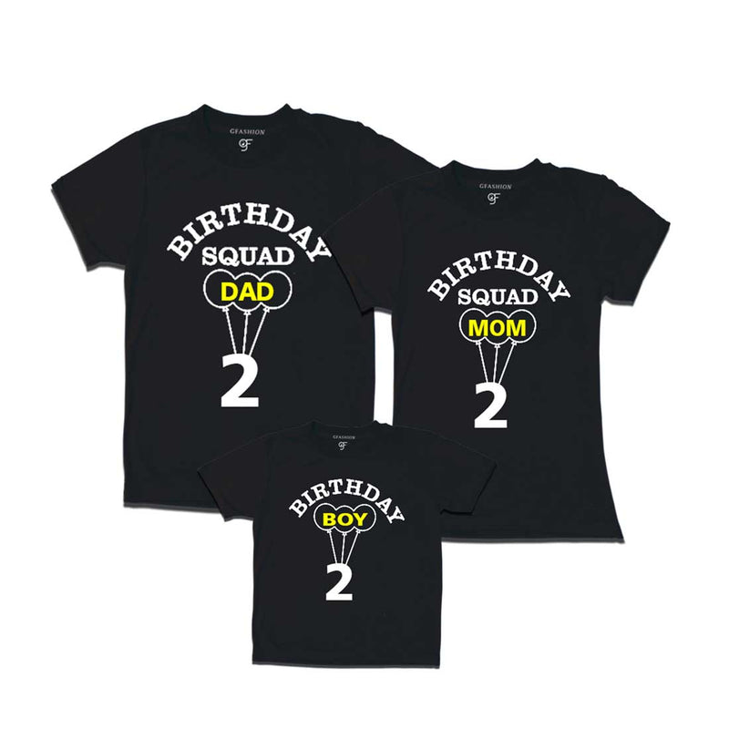 Squad Dad, Mom, Son 2nd Birthday T-shirts-Black-gfashion