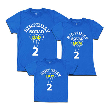 Squad Dad, Mom, Son 2nd Birthday T-shirts-Blue-gfashion