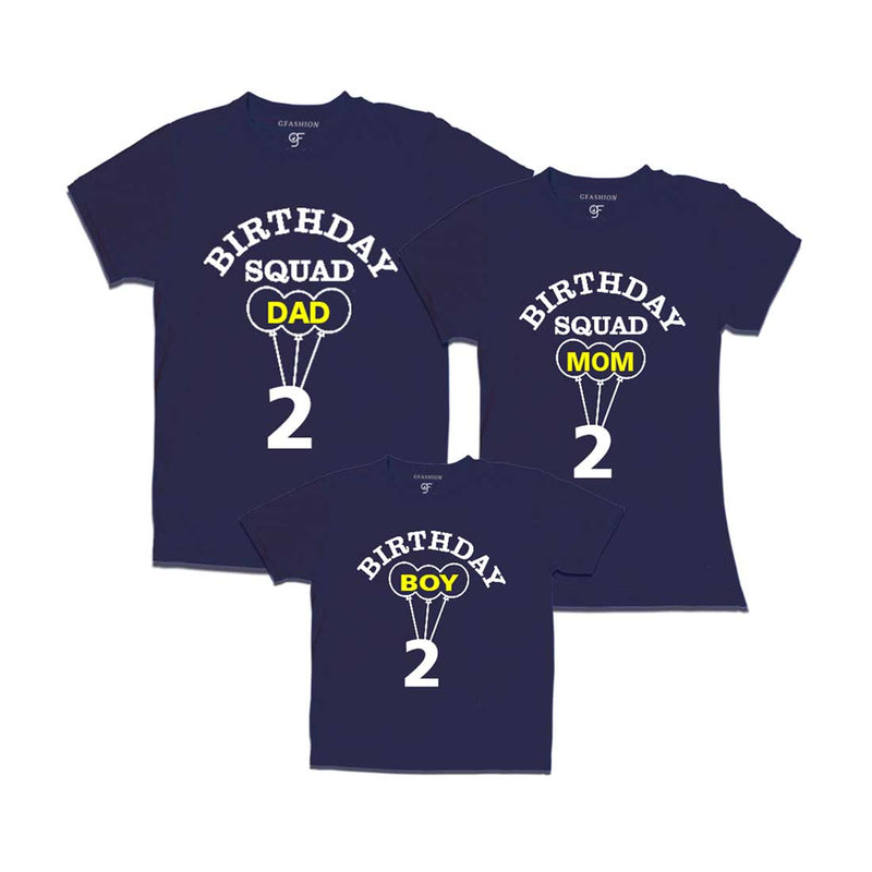 Squad Dad, Mom, Son 2nd Birthday T-shirts-Navy-gfashion