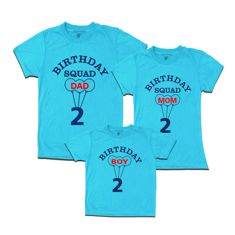 Squad Dad, Mom, Son 2nd Birthday T-shirts-Sky Blue-gfashion