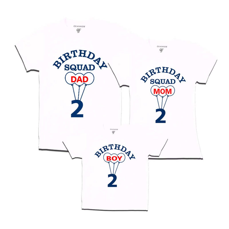 Squad Dad, Mom, Son 2nd Birthday T-shirts-White-gfashion