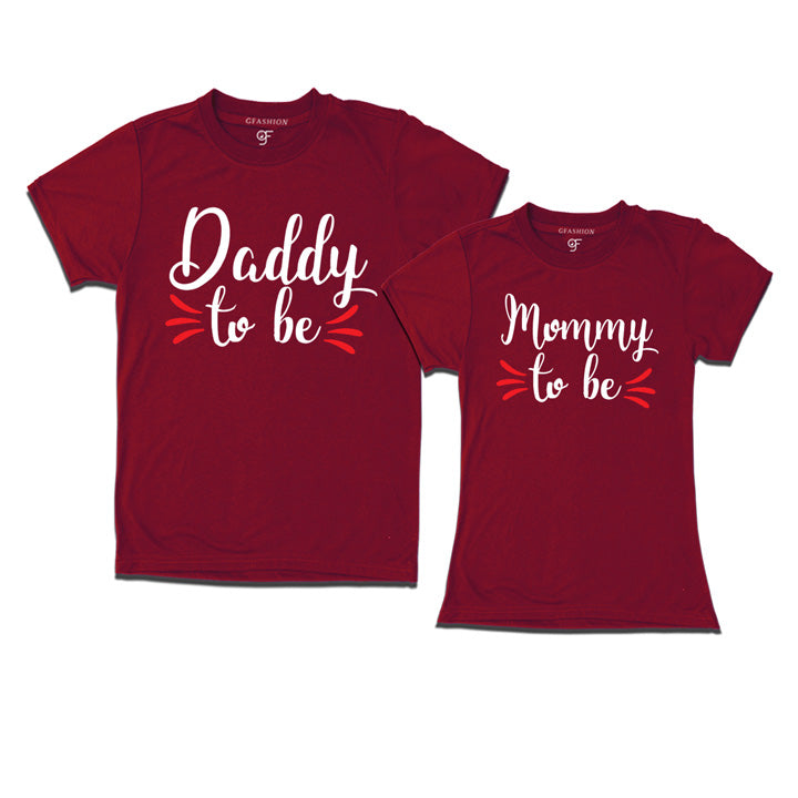 Daddy To be Mommy to be  T-Shirts-Maroon-gfashion