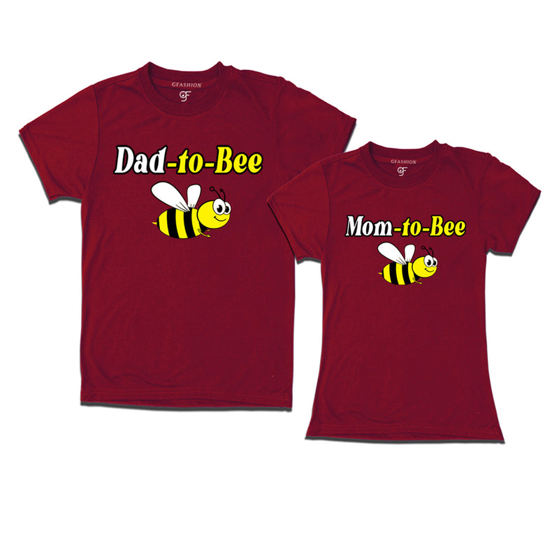 Dad to bee Mom to bee maternity couple t- shirts in Maroon Color available @ gfashion.jpg