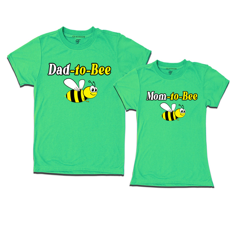 Dad to bee Mom to bee maternity couple t- shirts in Pista Green Color available @ gfashion.jpg