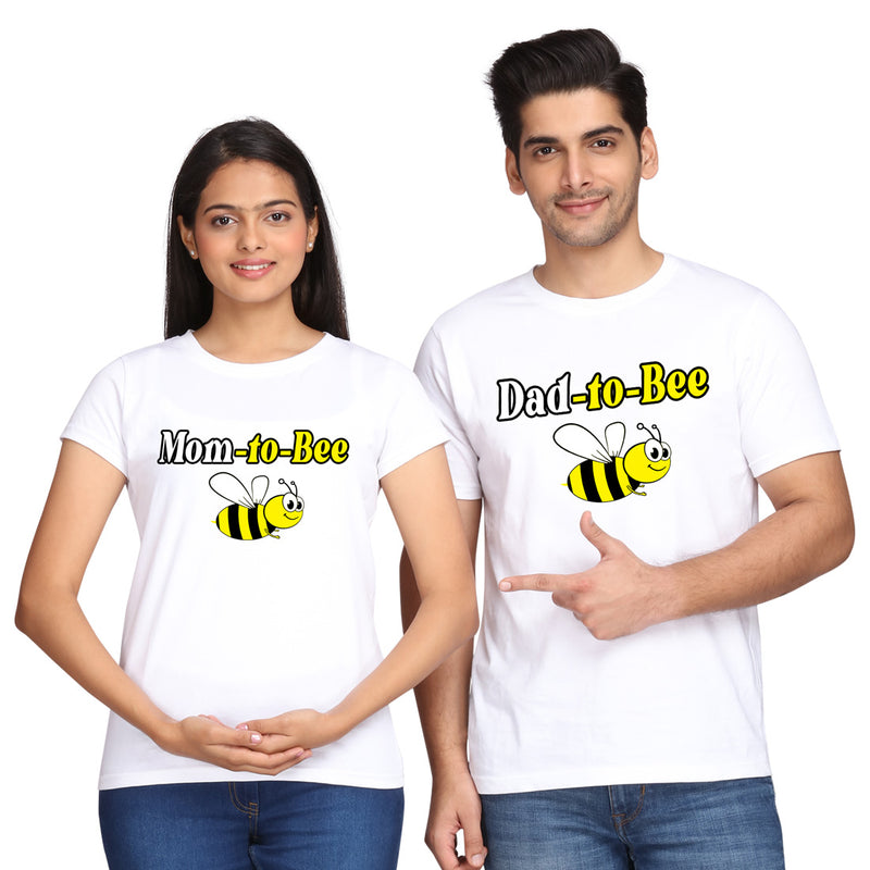 Dad to bee Mom to bee maternity couple t- shirts in White Color available @ gfashion.jpg