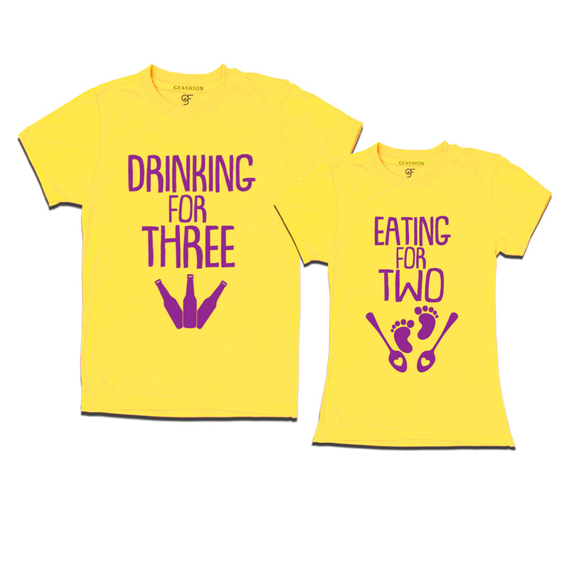 Drinking for Three, Eating for Two-Maternity Couple T-Shirts