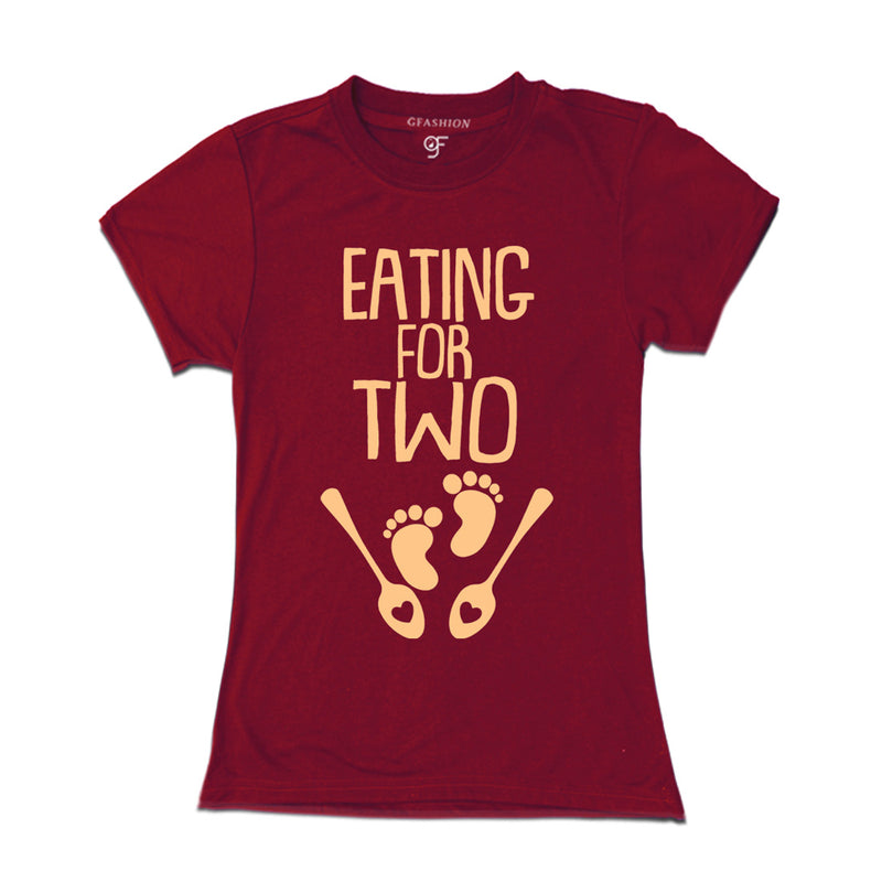 Eating for Two-Maternity Women T-Shirt in Maroon Color available @ gfashion.jpg