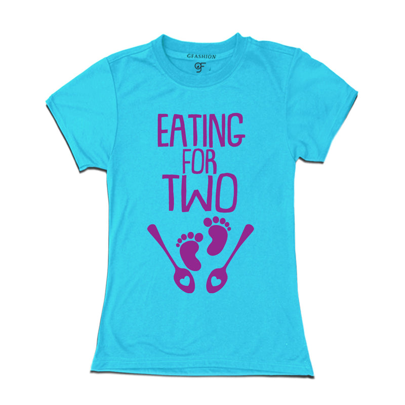 Eating for Two-Maternity Women T-Shirt in Sky Blue Color available @ gfashion.jpg