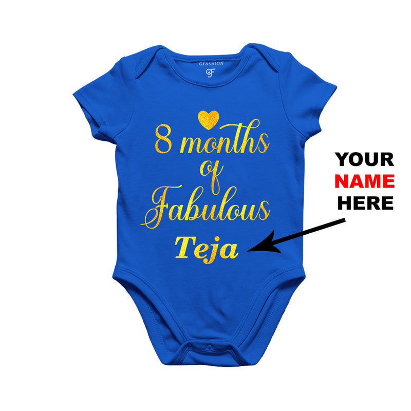Eight Months of Fabulous Baby Bodysuit or Rompers or Onesie-Name Customized in Blue Color available @ gfashion.jpg