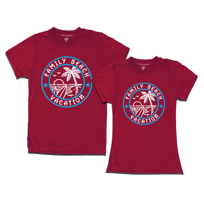 Family Beach Vacation Couple T-shirts in Maroon Color available @gfashion.jpg
