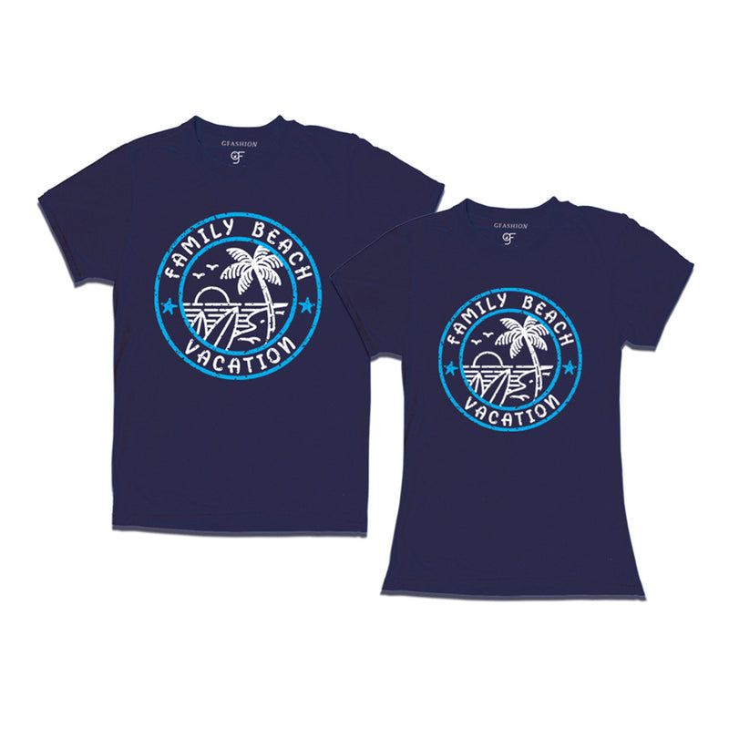 Family Beach Vacation Couple T-shirts in Navy Color available @gfashion.jpg