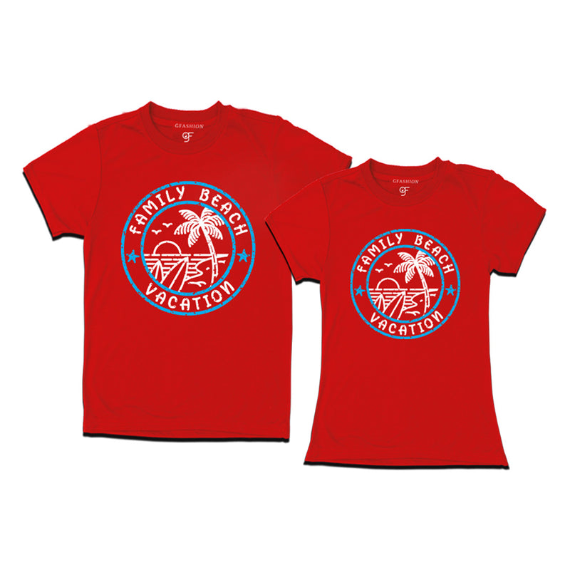 Family Beach Vacation Couple T-shirts in Red Color available @gfashion.jpg