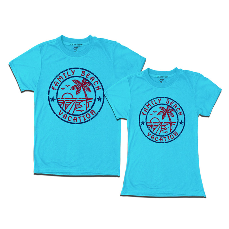 Family Beach Vacation Couple T-shirts in Sky Blue Color available @gfashion.jpg