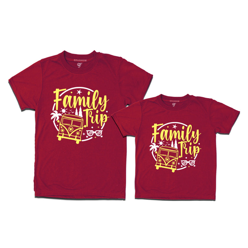 Family Trip Combo T-shirts in Maroon Color available @gfashion.jpg