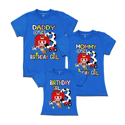 Farm House Theme Birthday T-shirts for Dad Mom and Daughter