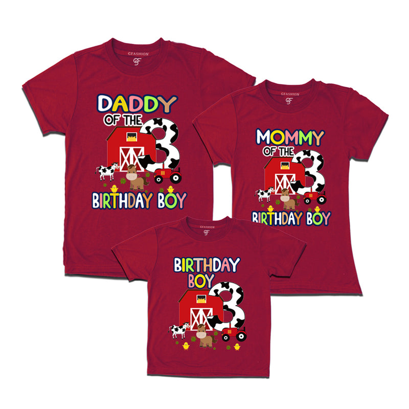 Farm House Theme Birthday T-shirts for Dad Mom and Son