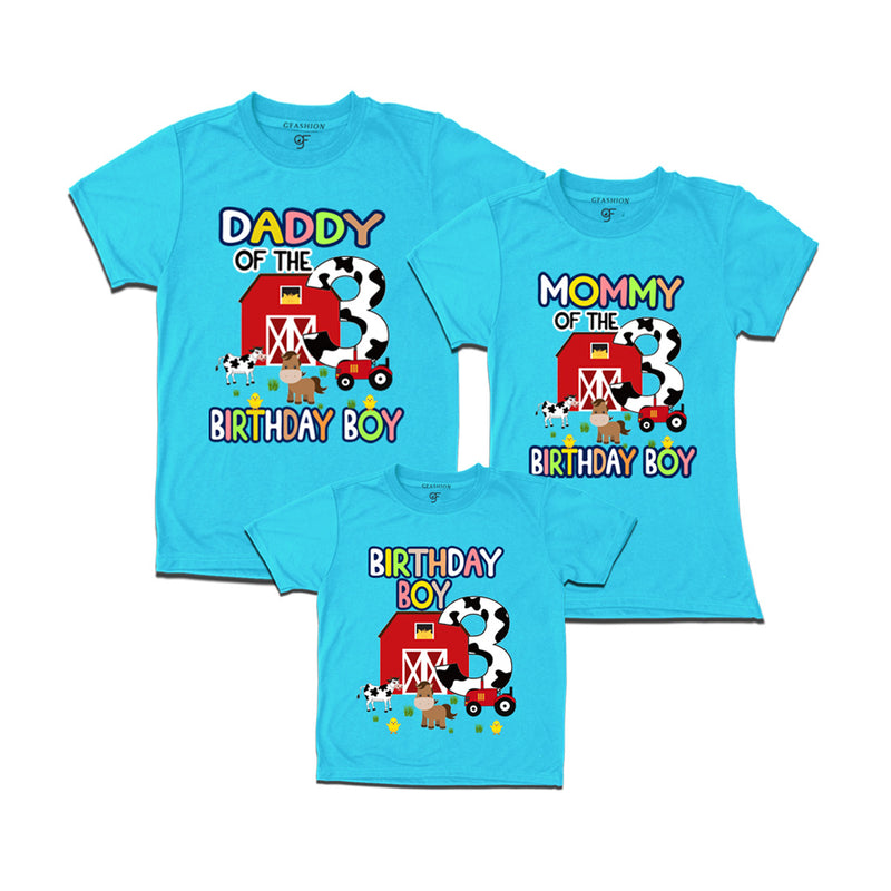 Farm House Theme Birthday T-shirts for Dad Mom and Son