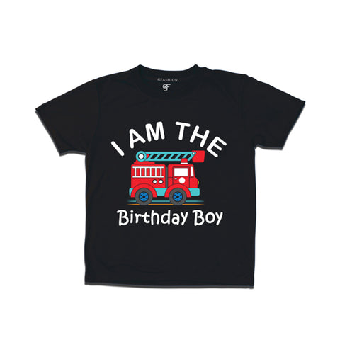 Fire Truck Theme T-shirt For Birthday Boy in Black Color available @ gfashion.jpg