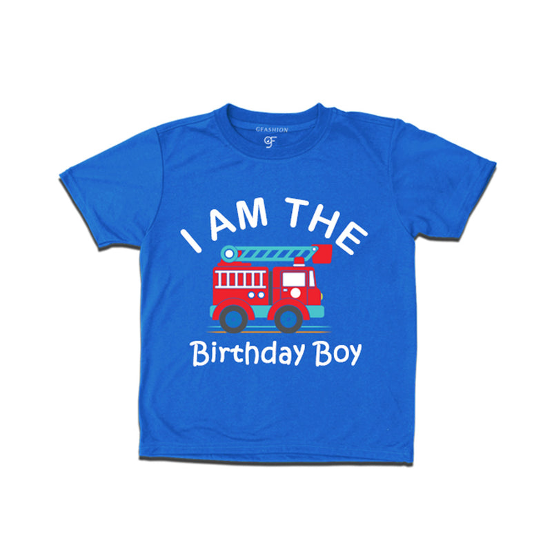Fire Truck Theme T-shirt For Birthday Boy in Blue Color available @ gfashion.jpg