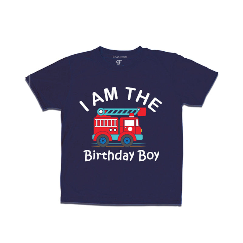 Fire Truck Theme T-shirt For Birthday Boy in Navy Color available @ gfashion.jpg