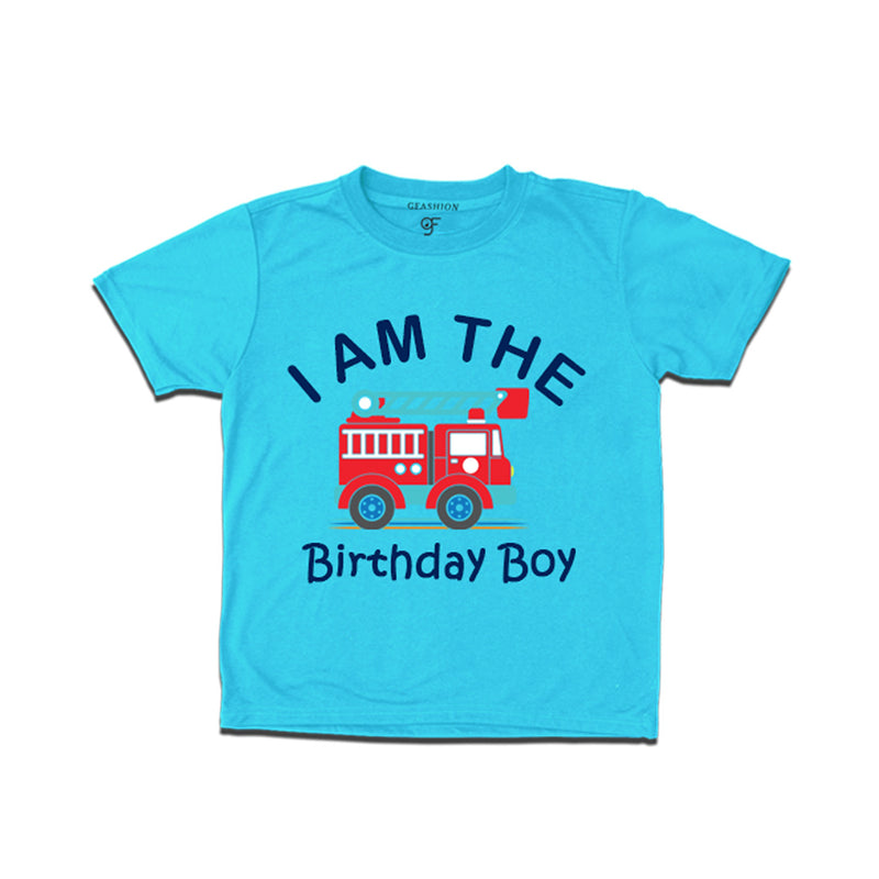 Fire Truck Theme T-shirt For Birthday Boy in Sky Blue Color available @ gfashion.jpg