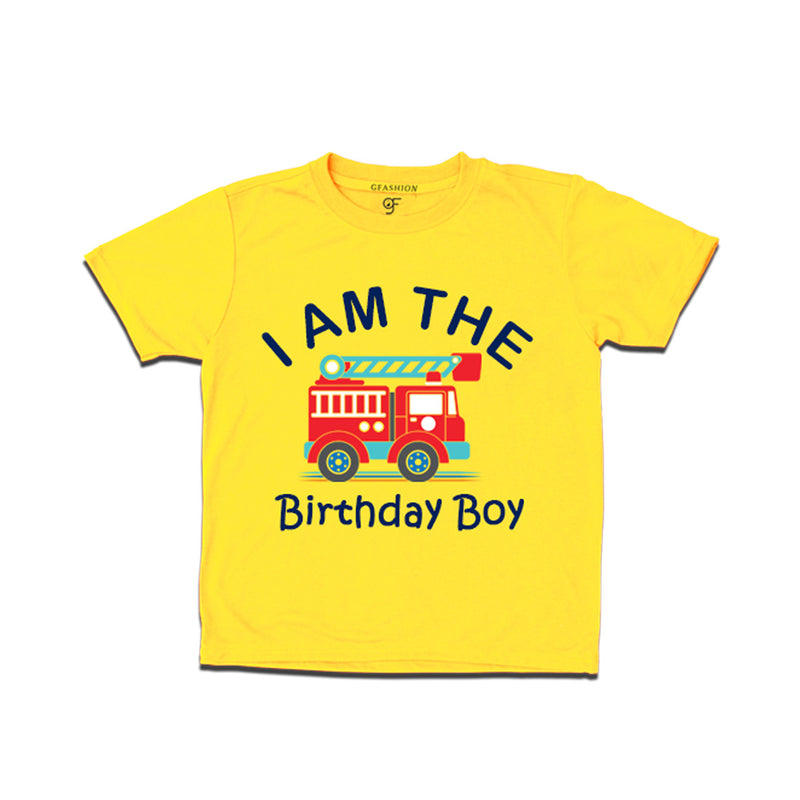 Fire Truck Theme T-shirt For Birthday Boy in Yellow Color available @ gfashion.jpg