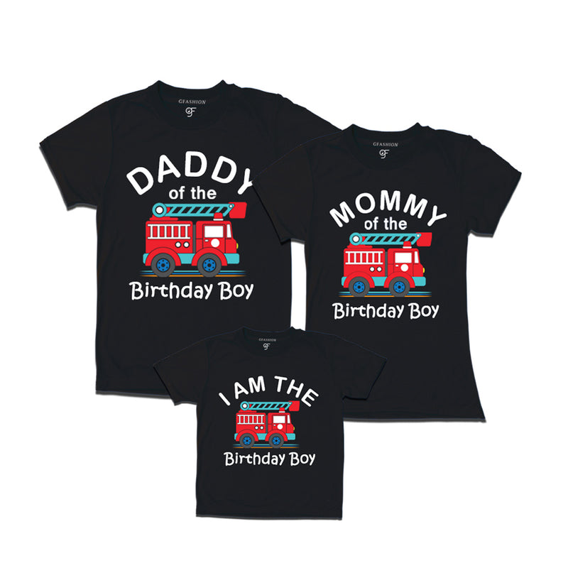 Fire Truck Theme T-shirts for Dad Mom and Son in Black Color available @ gfashion.jpg
