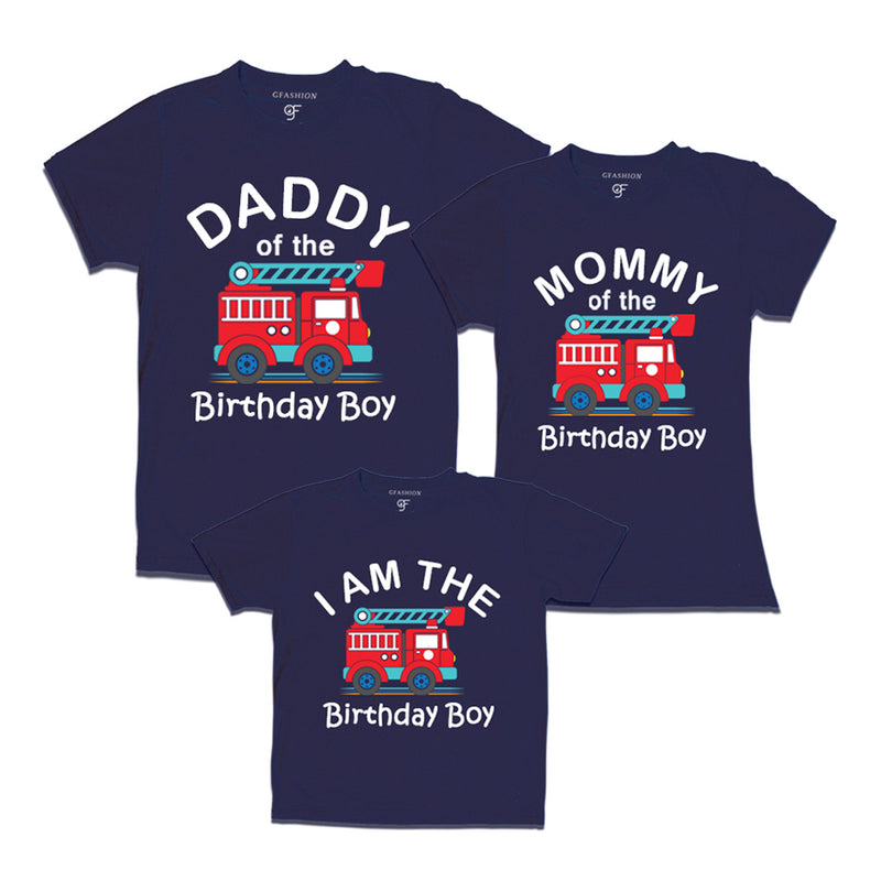 Fire Truck Theme T-shirts for Dad Mom and Son in Navy Color available @ gfashion.jpg