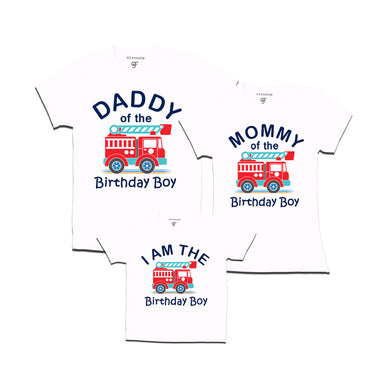 Fire Truck Theme T-shirts for Dad Mom and Son in White Color available @ gfashion.jpg