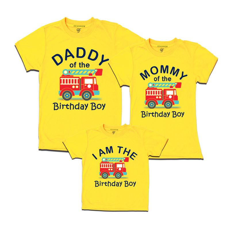 Fire Truck Theme T-shirts for Dad Mom and Son in Yellow Color available @ gfashion.jpg