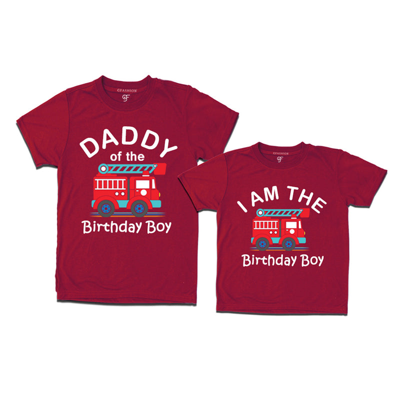 Fire Truck Theme T-shirts for Dad and Son in Maroon Color available @ gfashion.jpg
