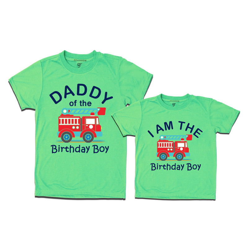 Fire Truck Theme T-shirts for Dad and Son in Pista Green Color available @ gfashion.jpg