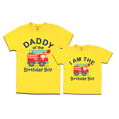 Fire Truck Theme T-shirts for Dad and Son in Yellow Color available @ gfashion.jpg