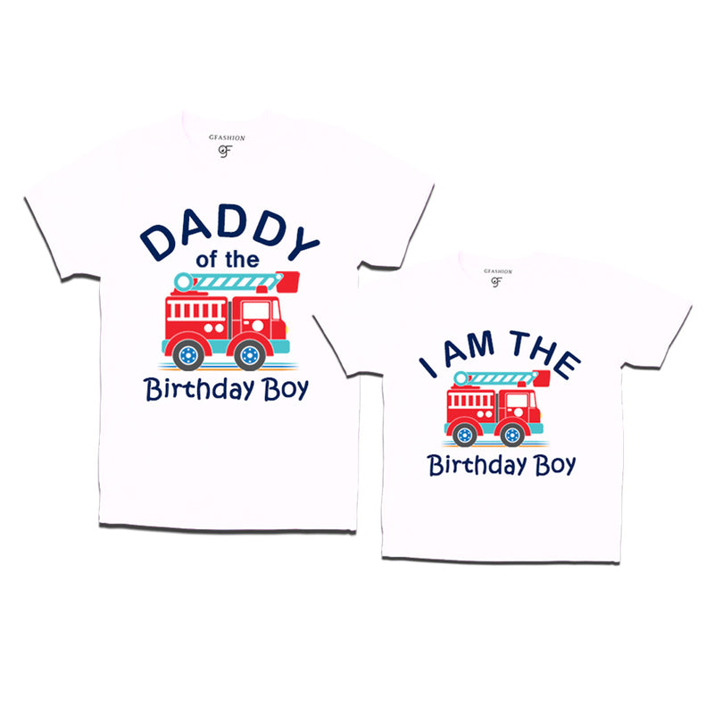 Fire Truck Theme T-shirts for Dad and Son in White Color available @ gfashion.jpg