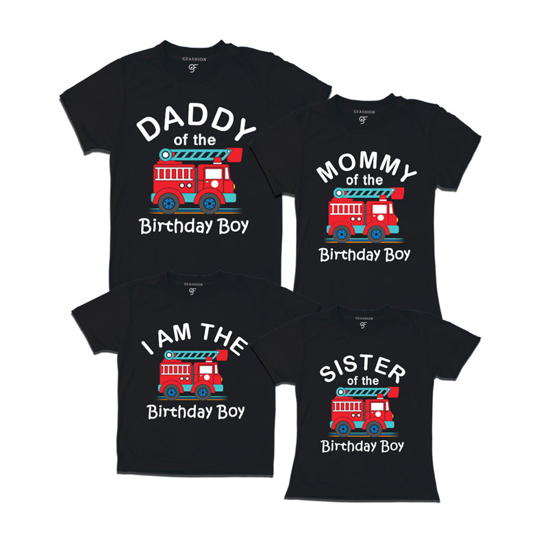 Fire Truck Theme T-shirts for Family in Black Color available @ gfashion.jpg