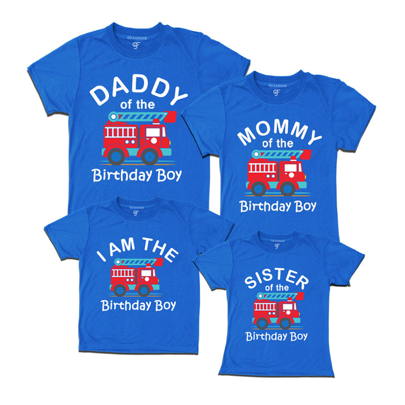 Fire Truck Theme T-shirts for Family in Blue Color available @ gfashion.jpg