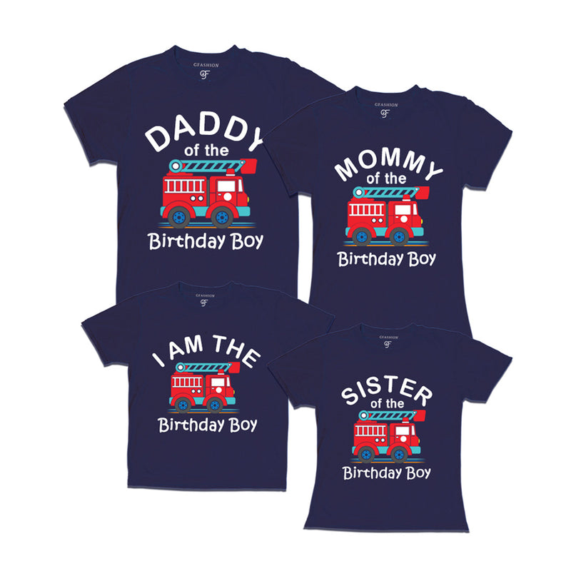 Fire Truck Theme T-shirts for Family in Navy Color available @ gfashion.jpg