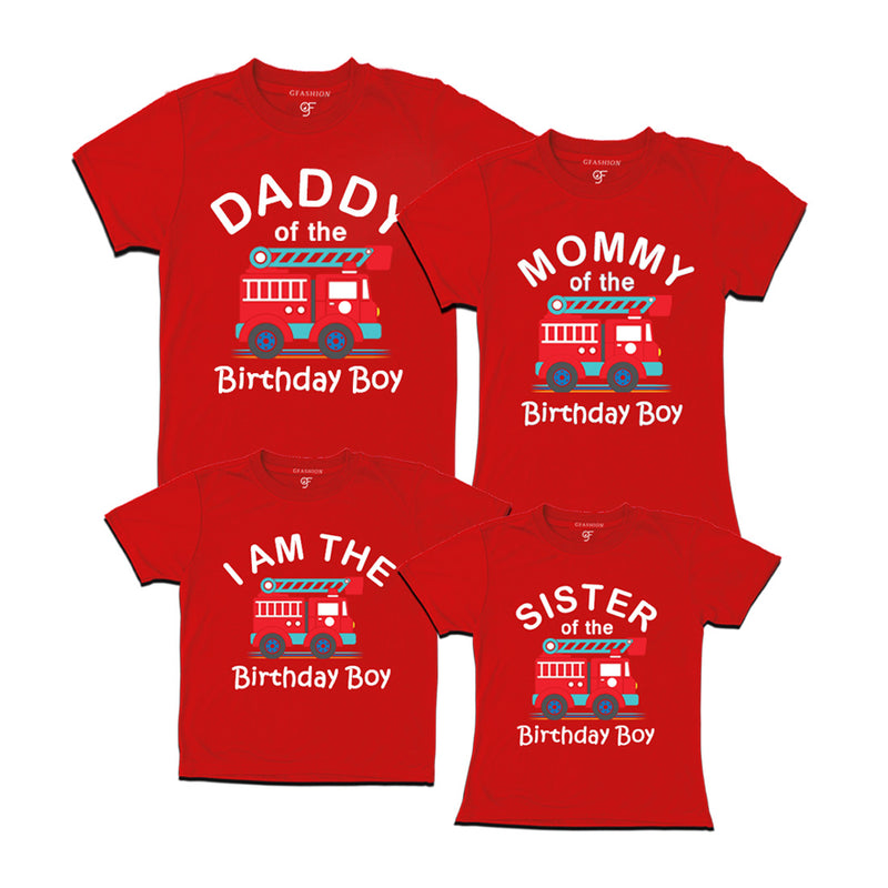 Fire Truck Theme T-shirts for Family in Red Color available @ gfashion.jpg