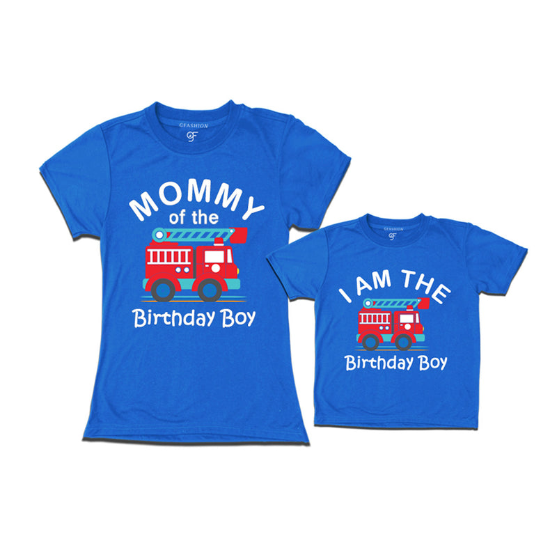 Fire Truck Theme T-shirts for Mom and Son in Blue Color available @ gfashion.jpg