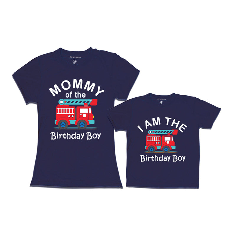 Fire Truck Theme T-shirts for Mom and Son in Navy Color available @ gfashion.jpg
