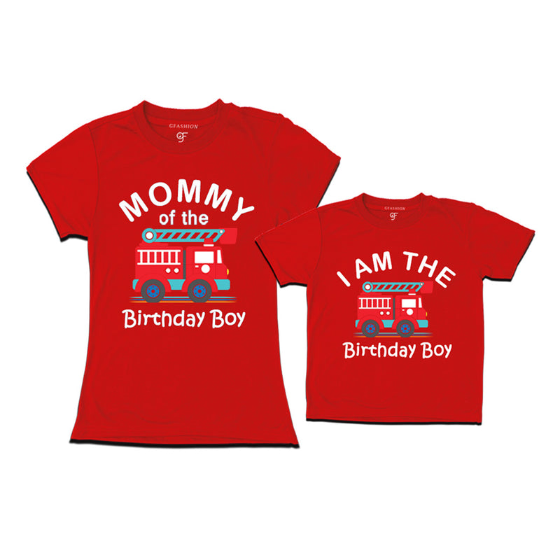 Fire Truck Theme T-shirts for Mom and Son in Red Color available @ gfashion.jpg