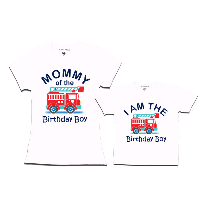 Fire Truck Theme T-shirts for Mom and Son in White Color available @ gfashion.jpg